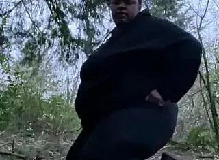 Sexy BBW takes sunset backshots deep in the forest!