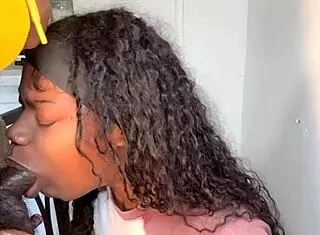 Stepbrother with 11 inch cock received a blowjob from Keisha Minaj. She finished with an intense cumshot in the encounter.