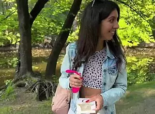 hey friend, can you control my orgasms in public with this toy while i'm in miniskirt flashing petite tits in garden forest?