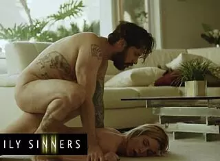 Blonde Stepsister Moans Loudly from Stepbrother Rubbing and Fingering Shaved Pussy