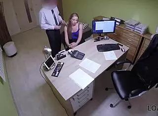 Blonde visits loan agency and engages in wild activities for cash.