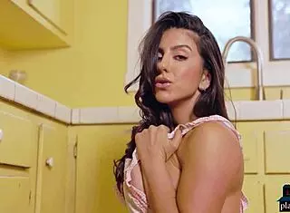 Big Ass American Milf Lena The Plug Horny Kitchen Striptease