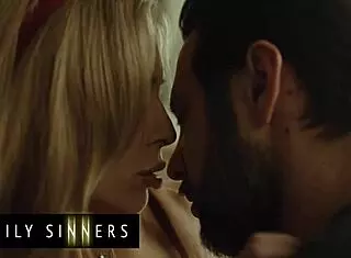 Blonde Stepsister Moans Loudly from Stepbrother Rubbing and Fingering Shaved Pussy