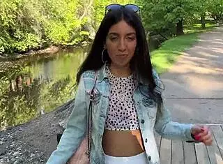 hey friend, can you control my orgasms in public with this toy while i'm in miniskirt flashing petite tits in garden forest?