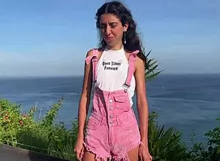 security guard catches skinny brunette in private area for outdoor cowgirl ride