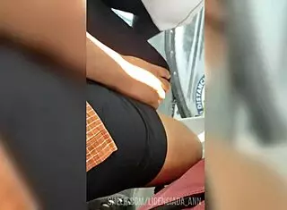 curvy mature struts in tight leggings down the street