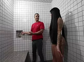 Big Cock Monster Pounds Ebony Latina Big Ass in Sauna Cowgirl Doggystyle