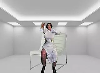 Darth Vader bangs fantasy granny Princess Leia with taboo dildo and dick creampie