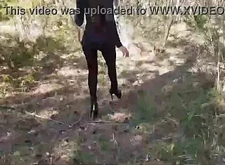 These high heels feel sexy walking through the woods with my big ass.