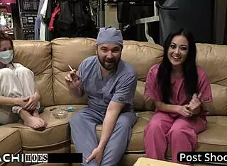 oh god, i get this hitachi orgasm from doctor-tampa... blaire celeste, with my small tits nipples pierced, shaved pussy spread close up in hospital humiliation, moaning loud backstage in florida