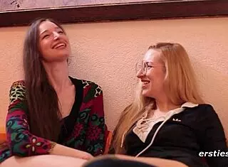 Ersties Lesbian Babe Plays With Her Friends Hairy Pussy Using Vibrator And Fingers!