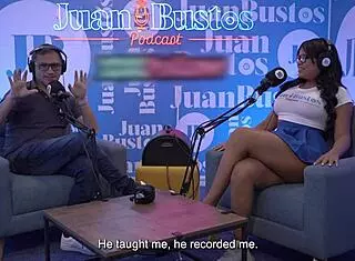 Giant titted latina Rosxanagutierrez rides sybian fuck machine during Juan Bustos podcast interview
