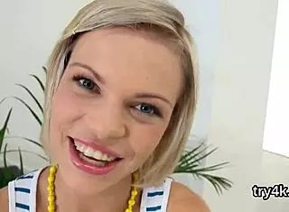 Elegant teen 18+ sucks cock in pov before narrow fuckbox gets penetrated hard