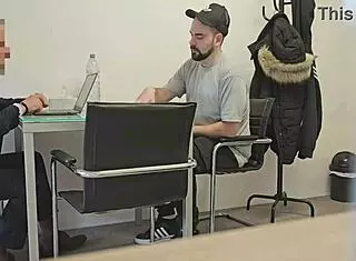 Straight insurance broker convinced to give blowjob handjob on big monster cock for first time in homemade scene