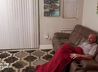 sex freak freya von doom drops by her stepdad and his new wife for some wild homemade action with deepthroat and cowgirl riding