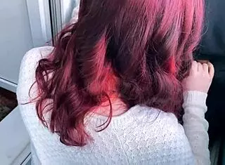 Do you love watching a plump redhead give a sloppy public blowjob on the balcony with deepthroat cum in mouth?