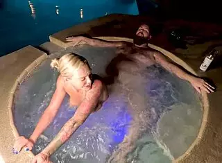 Watch this curvy blonde cheating wife Deliah Grace in hot tub sex! She's a big ass mommy housewife roleplaying in jacuzzi POV with swingers cheating action.