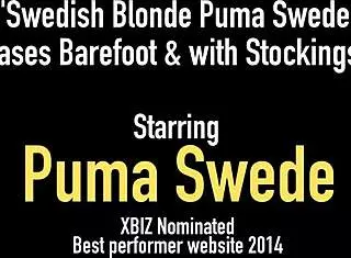 Swedish Blonde Puma Swede Teases Barefoot in Heels!