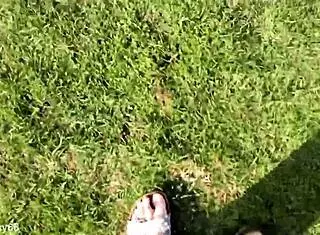 Outdoor barefoot walk in casual footwear