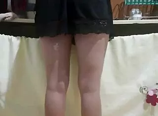 I hired this maid and she's hotter in person with those tight shorts making me excited in the kitchen. Her big ass and redhead look drive the bdsm fetish wild.