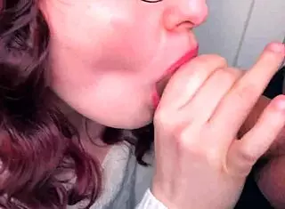 Do you love watching a plump redhead give a sloppy public blowjob on the balcony with deepthroat cum in mouth?