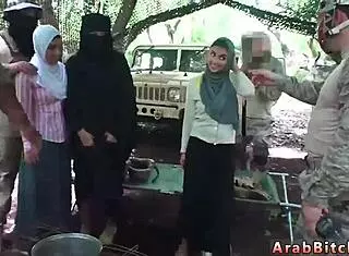 Muslim Guy Fucks Petite White Girl in Army Uniform Outdoors