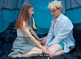 A shy Russian couple tried rimming for the first time during camping. They moved to hard anal sex outdoors in a fetish-filled adventure.