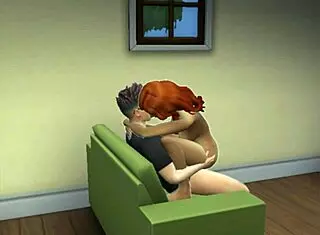 Redhead slut rides cock in cowgirl then bends over for doggystyle pussy pounding and assfucking