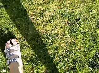 Outdoor barefoot walk in casual footwear