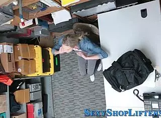 Naughty petite blonde shoplifter gets caught and ends up with a sticky cumshot reality check.