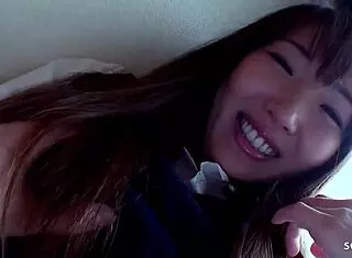 Whoa 😲 this curvy japanese teen 18+ with big natural tits gets creampie from older guy in uncensored pov