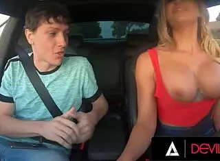 Sexy busty blonde Alison Avery gets big tits fucked hard in rough doggystyle ride!