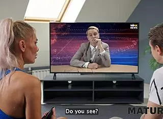 Hot mature blonde feels lonely until her young 18+ neighbor with impressive size visits for company after a quick lap dance on the sofa.