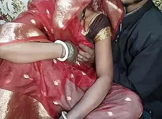 intense sex session with bhabhi in red saree squeezing boobs and ass fucking after black blouse removal