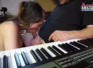 petite busty green eyed beauty cloe sucks a cock and swallows cum