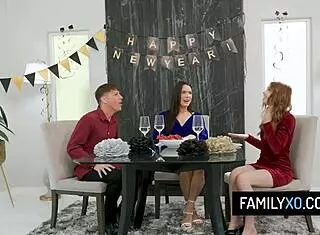 Hot step-family threesome with Myra Moans and Ivy Ireland