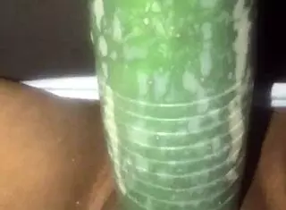 Why does Kissesxxx fuck a cucumber in public with ebony squirting and cumshot?