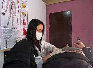 Erection Surprise in Front of the Nurse with Blowjob and Intense Fucking Action