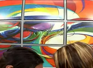 Two horny babes share one cock in group action with moans