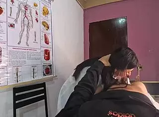 Erection Surprise in Front of the Nurse with Blowjob and Intense Fucking Action