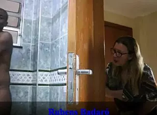 i caught my latina milf stepmom watching my black friend shower and we did double penetration on her