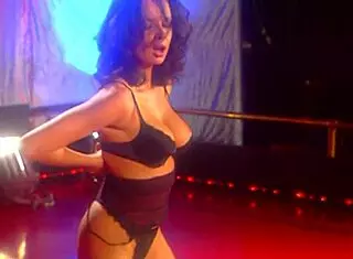 Hot body lingerie competition with Ashley teasing in striptease and ripped clothes game.