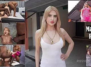 Beautiful 22 years Brazilian blonde fucked by 3 big cocks then gets peed on DAP anal pissing gapes IR 3on1 OB374big.