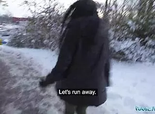 Blue Eyed Babe Sucks Fat Cock In Snow