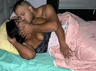 Hey stepbrother, you mistook me for your wife and fucked my tight wet pussy with creampie? He filled her moaning brunette body in spooning position.