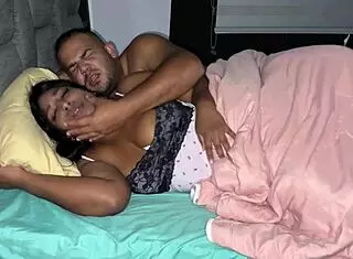 Hey stepbrother, you mistook me for your wife and fucked my tight wet pussy with creampie? He filled her moaning brunette body in spooning position.