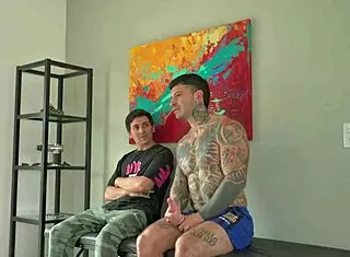 i brought these three muscular friends home for deepthroat and rough threesome action with my tight latina body