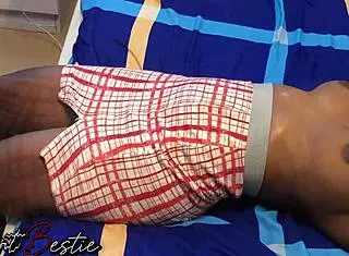 Regular romance involves gentle breast massage with passionate moans at home