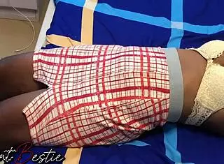 Regular romance involves gentle breast massage with passionate moans at home