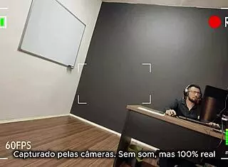 Secretary steps in just to write on the board but ends up on her knees for amateur blowjob action